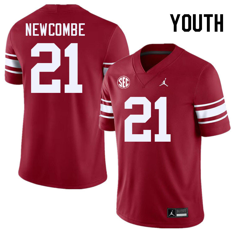 Youth #21 Jeremiah Newcombe Oklahoma Sooners 2024 SEC Conference College Football Jerseys-Throwback